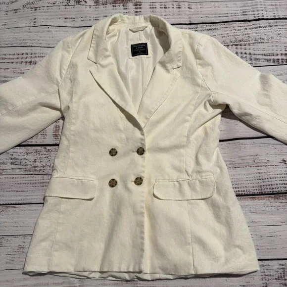 Abercrombie and Fitch Off White Blazer‎ Jacket Women's Size Medium - Picture 5 of 11